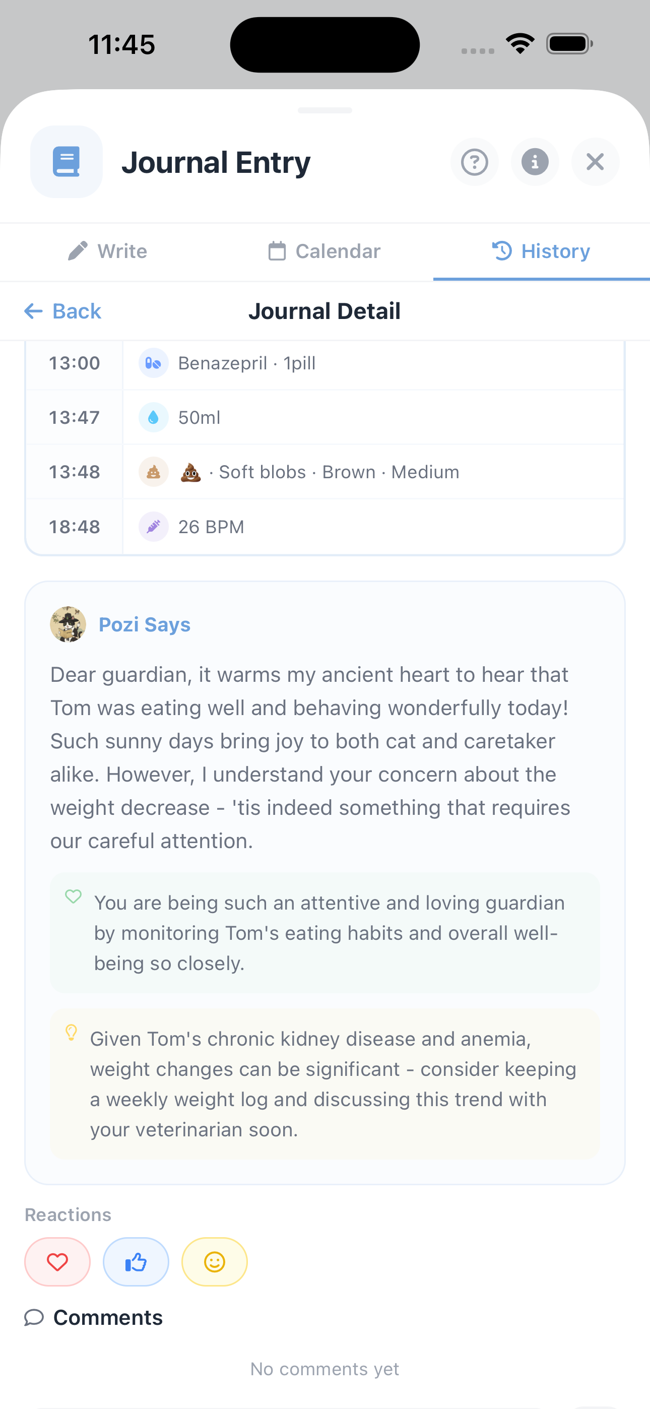 Pozi Diary detail