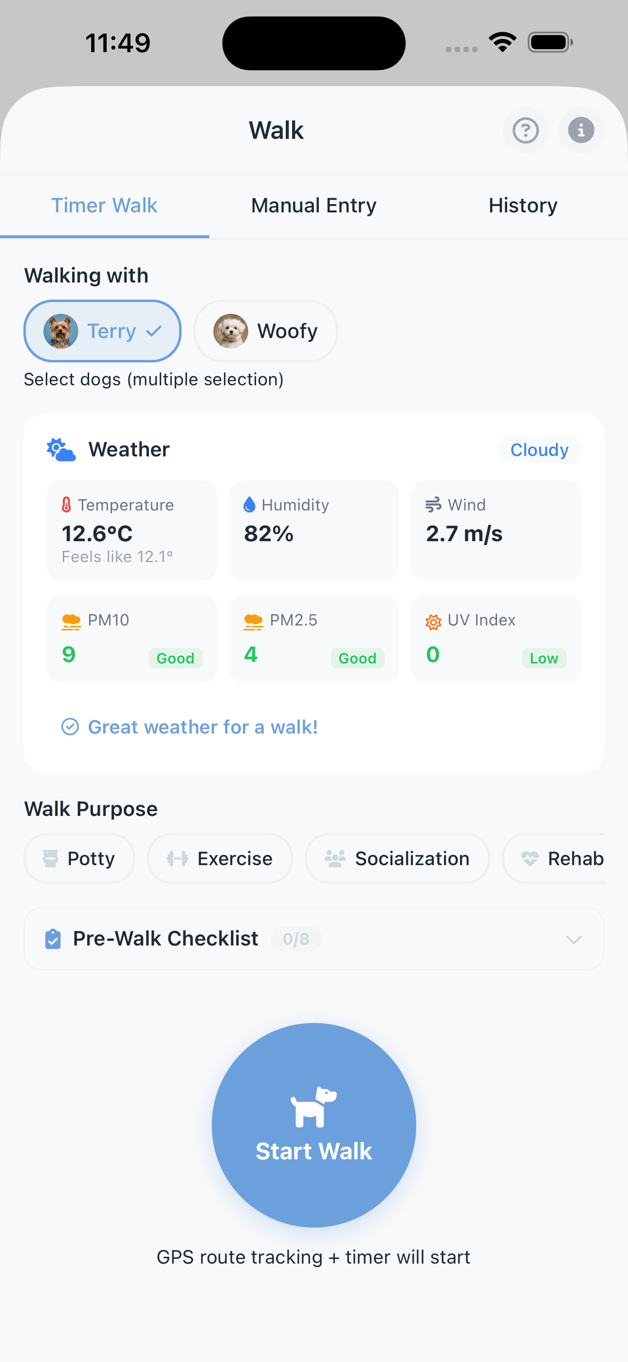 Walk GPS tracking